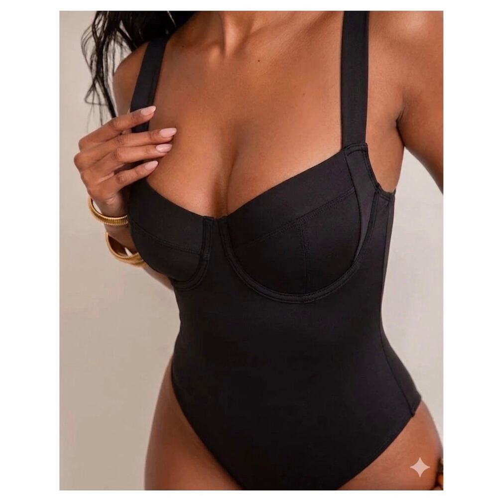 TA3 XL Regular Length H/I Cup One-piece Swimsuit Black High cut Lifty NWT - Picture 3 of 7